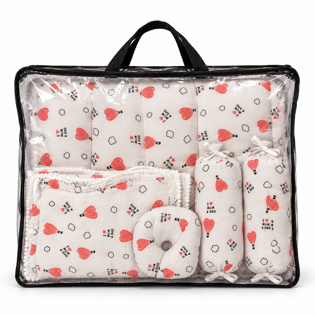 Heart Balloon Muslin Bedding Set 5 Pieces