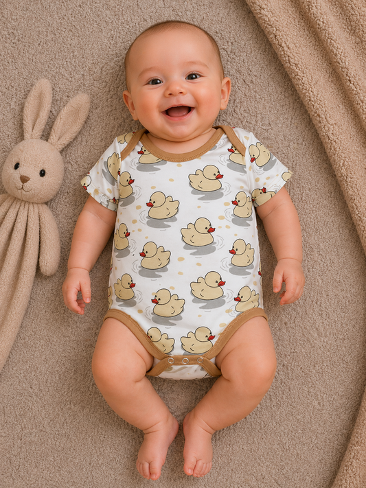 Mini Duck Bodysuit – Ivory & Caramel