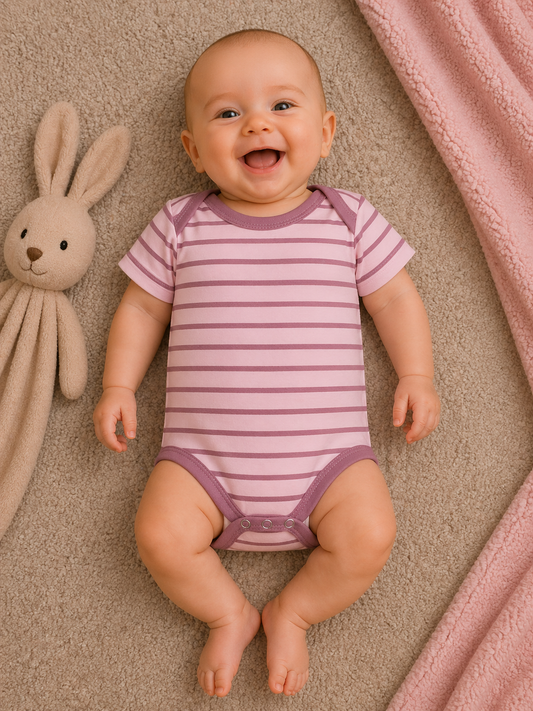 Minimal Stripe Bodysuit – Blush Pink
