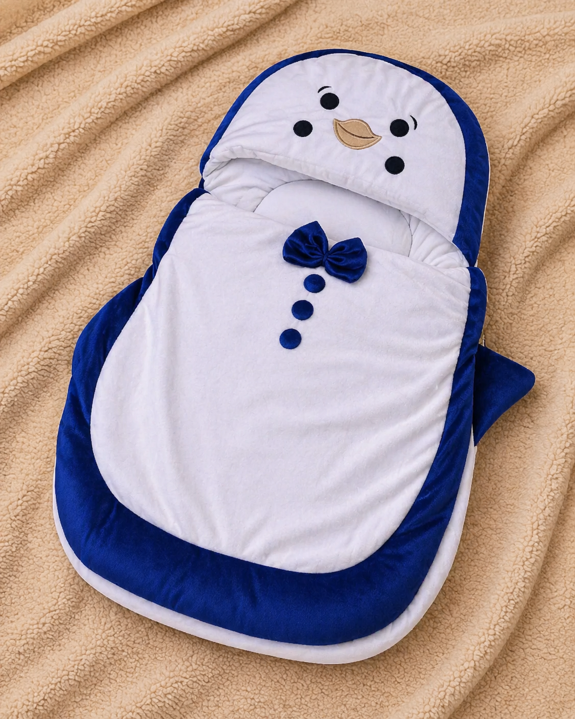 Gentle Penguin Baby Sleeping Bag – Royal Blue & White
