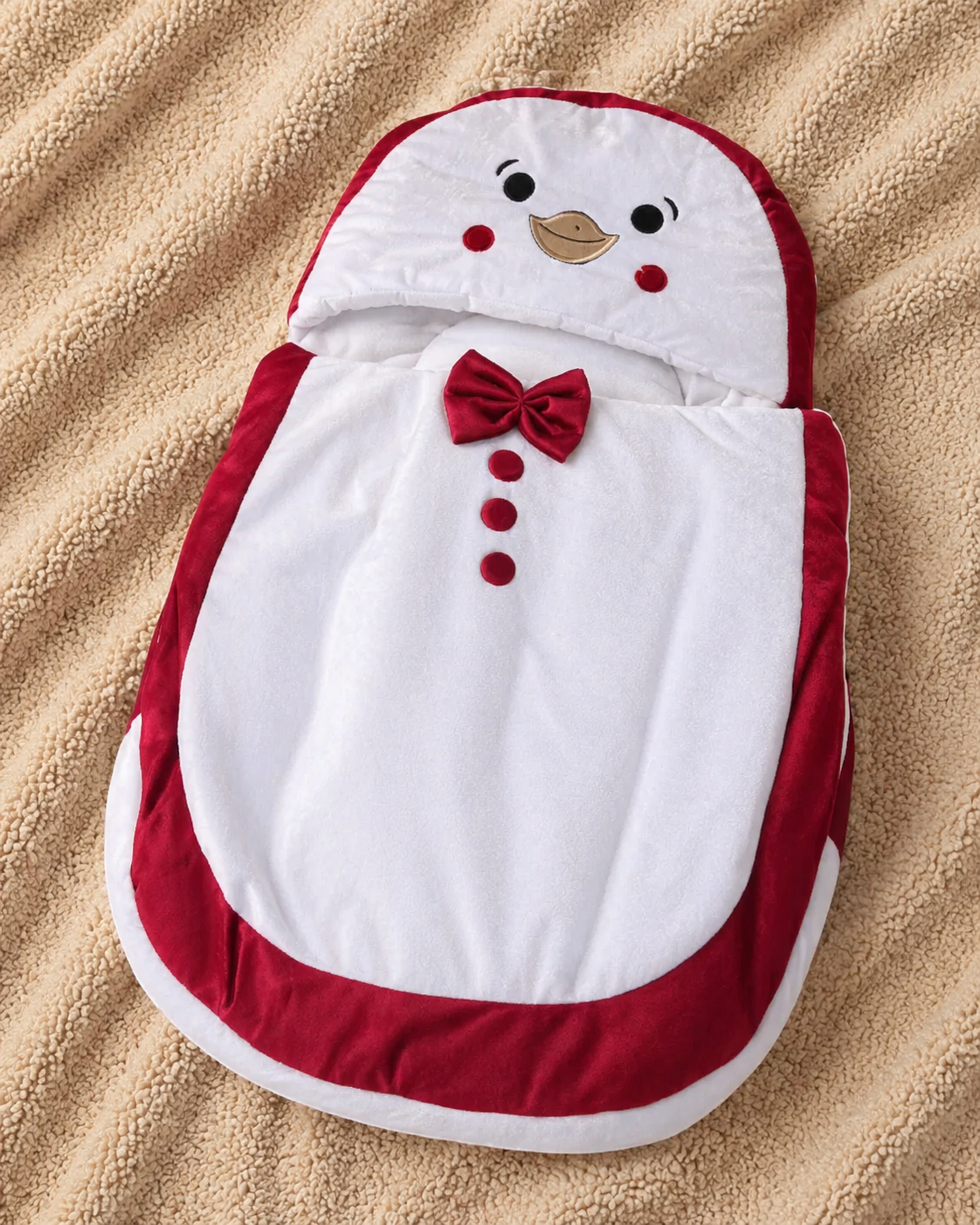 Cherry Penguin Baby Sleeping Bag – Red & White