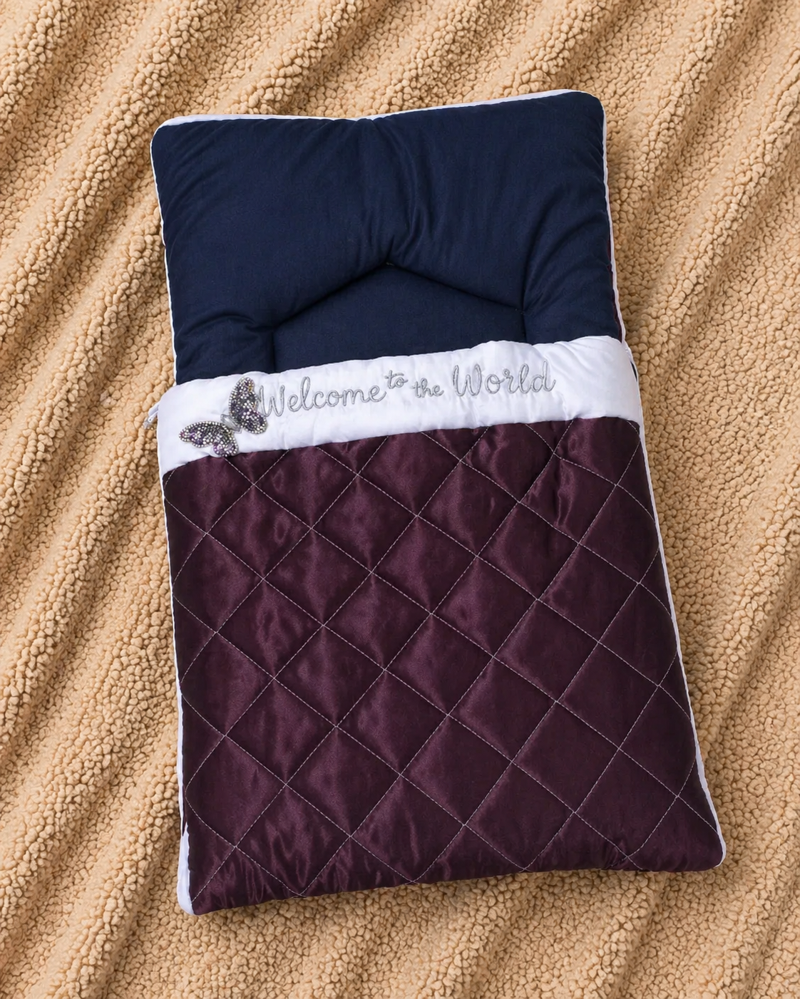 Welcome Bliss Baby Sleeping Bag – Navy Blue & Plum Purple
