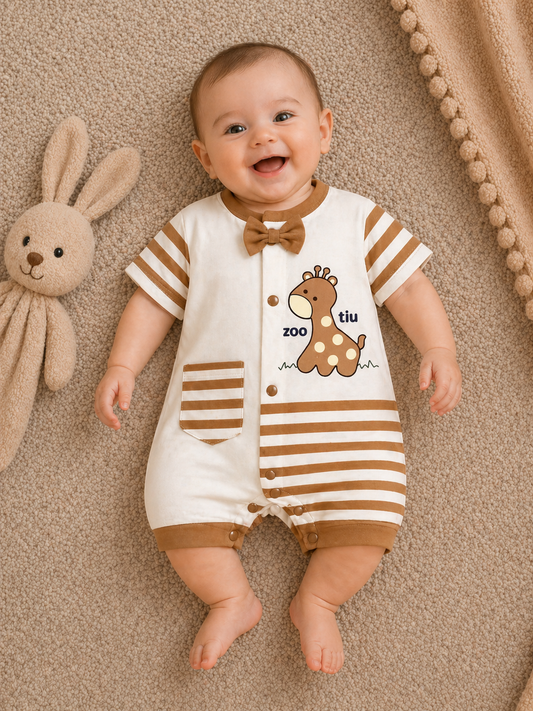 Little Giraffe Romper – Cream & Caramel