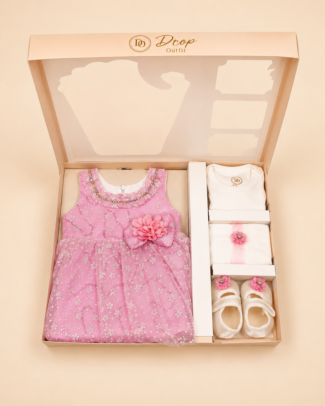 Pink Floral Sparkle 5-Piece Baby Girl Gift Se