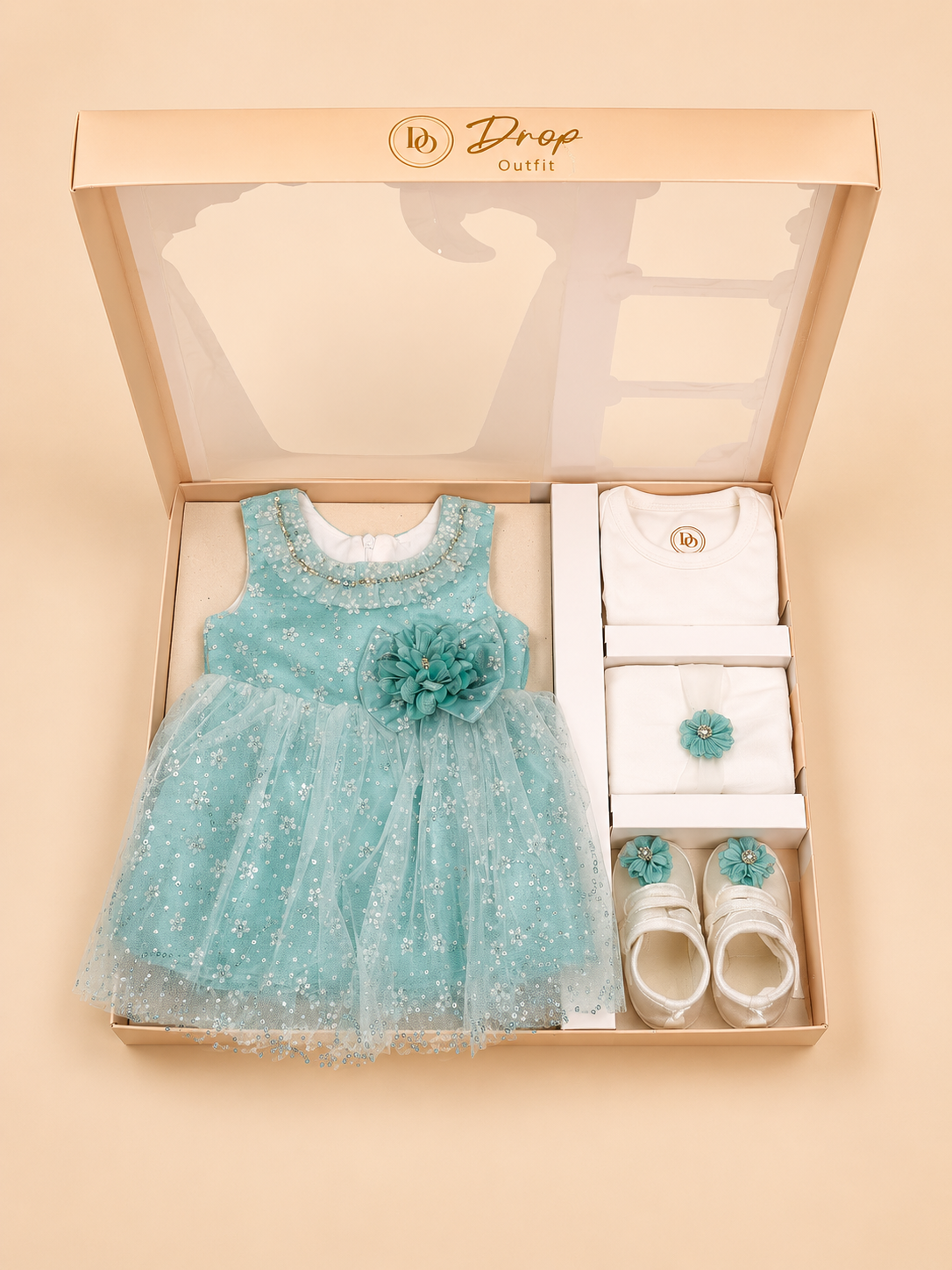 Aqua Blossom 5-Piece Baby Girl Gift Set