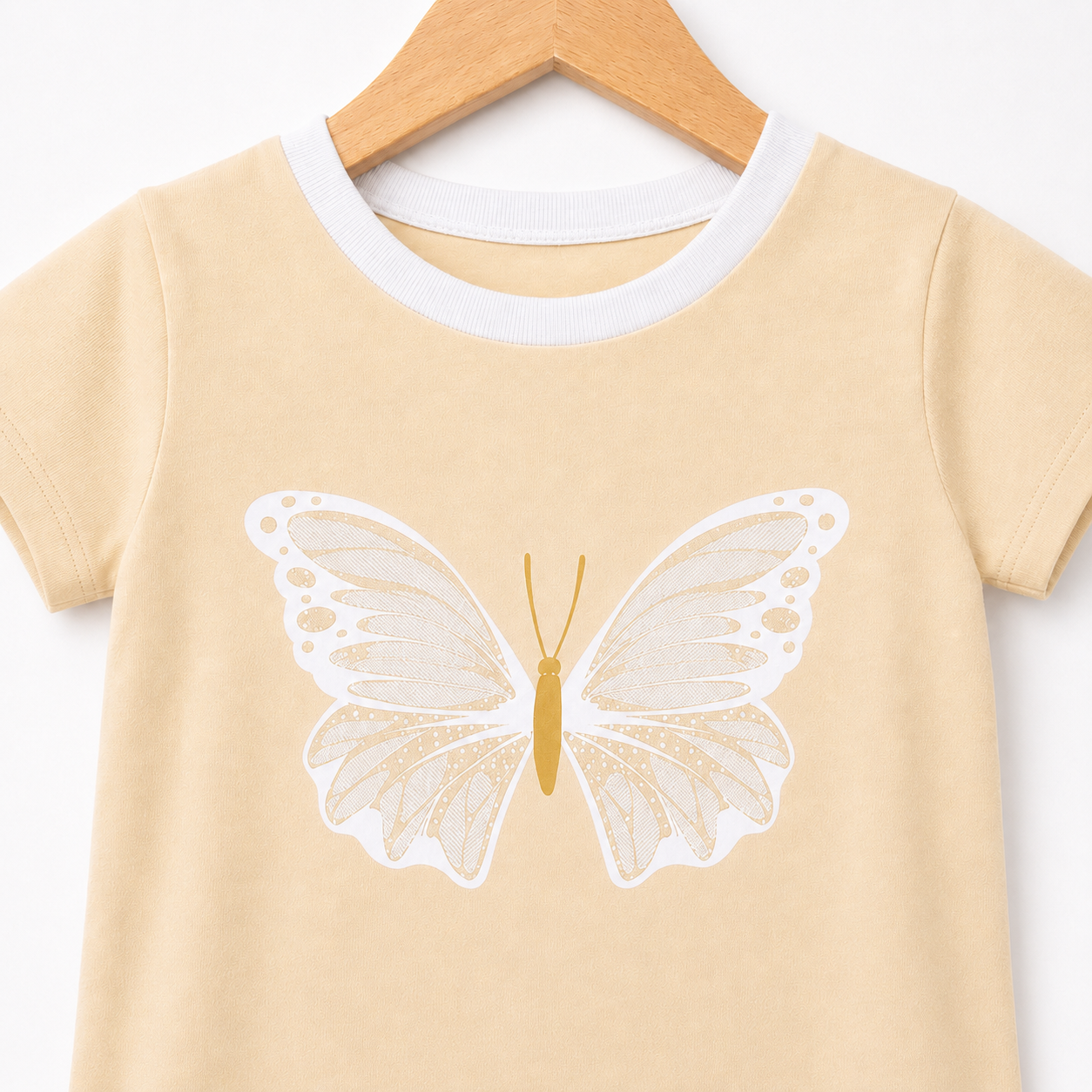 Butterfly Print Cream Baby Top