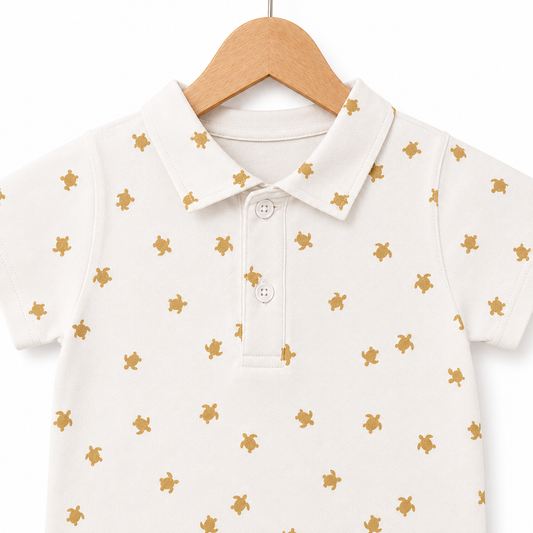 Turtle Print Baby Polo Shirt