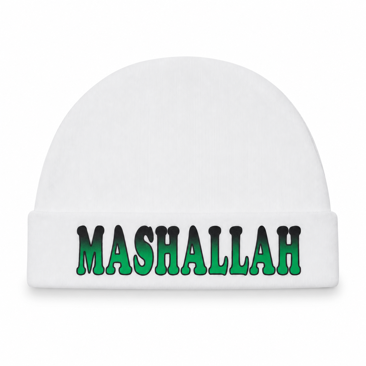 Green Mashallah White Baby Cap