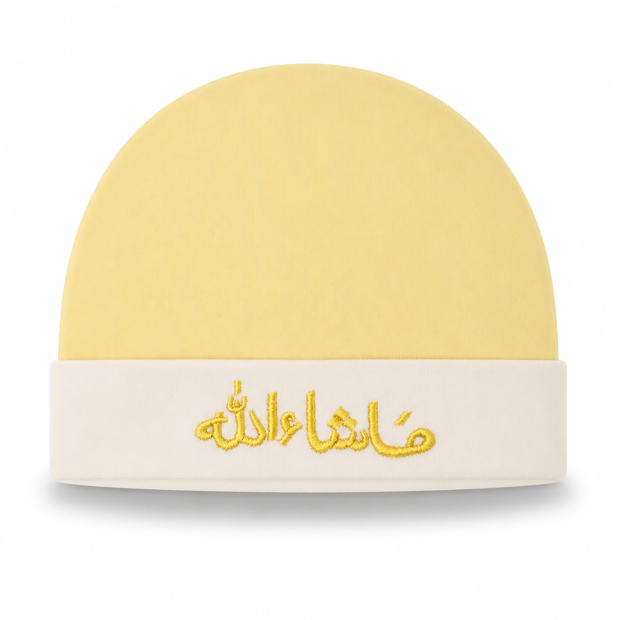 Mashallah Baby Cap – Butter Yellow & Ivory