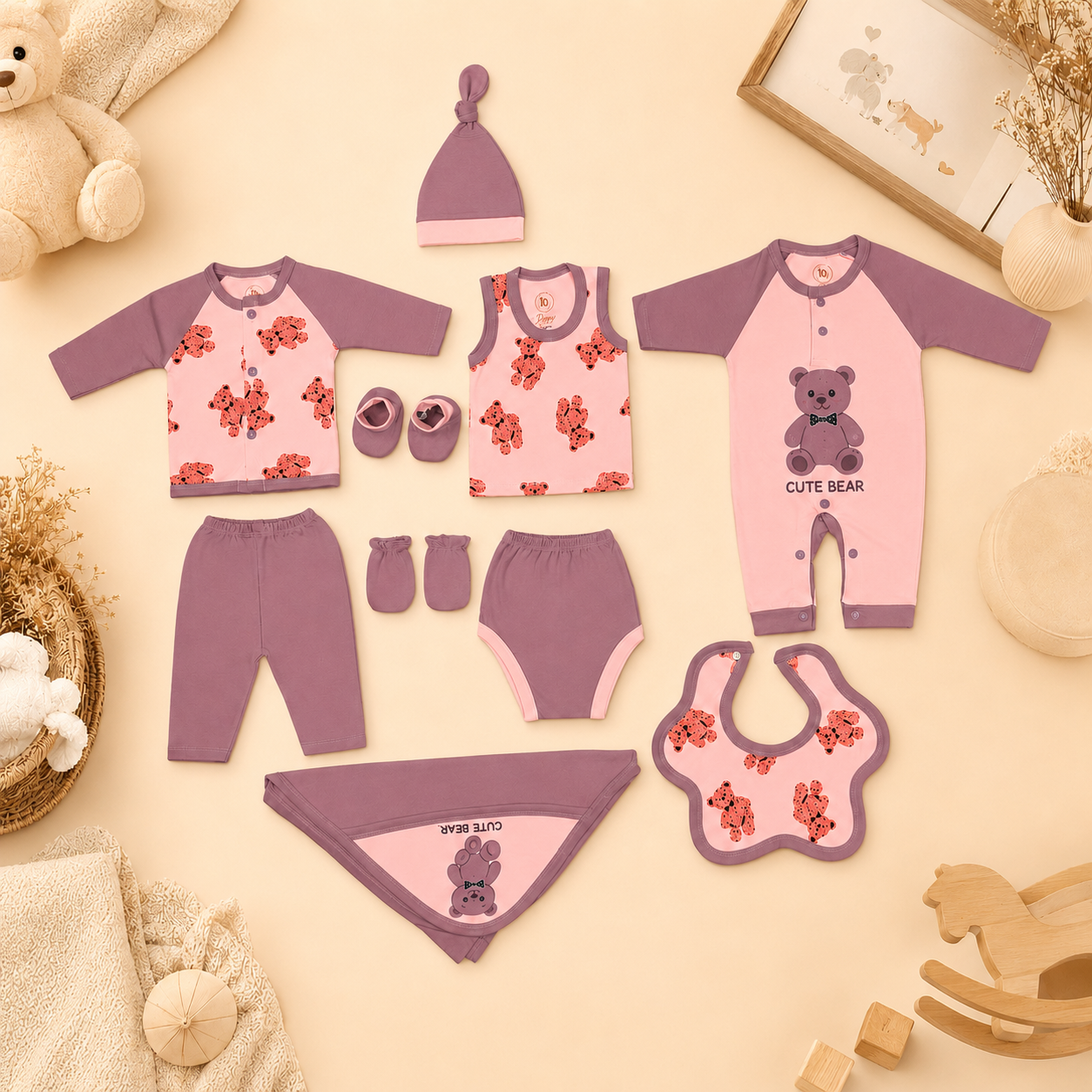 Little Bear Comfort Set-Rose Mauve (10 Pcs)