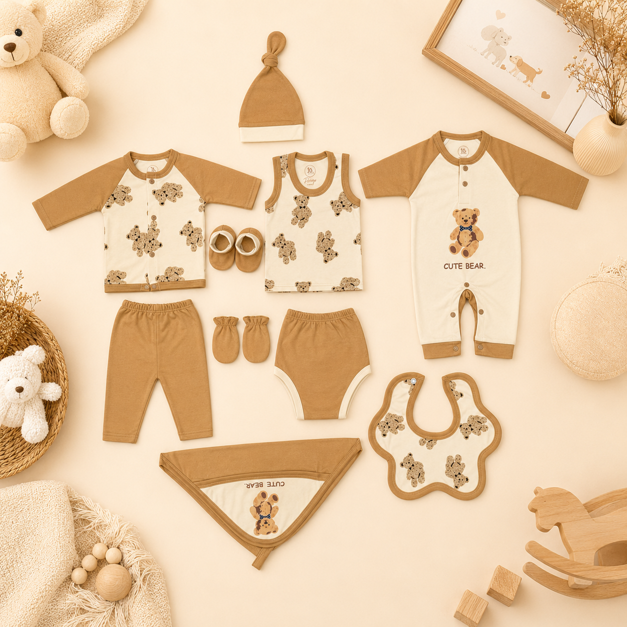 Little Bear Comfort Set-caramel Brown (10 Pcs)