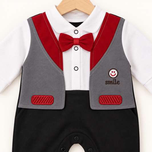 Bow-Tie Waistcoat Baby Romper