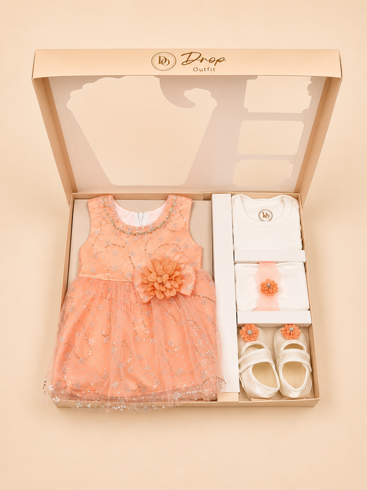 Peach Sparkle 5-Piece Baby Girl Gift Set