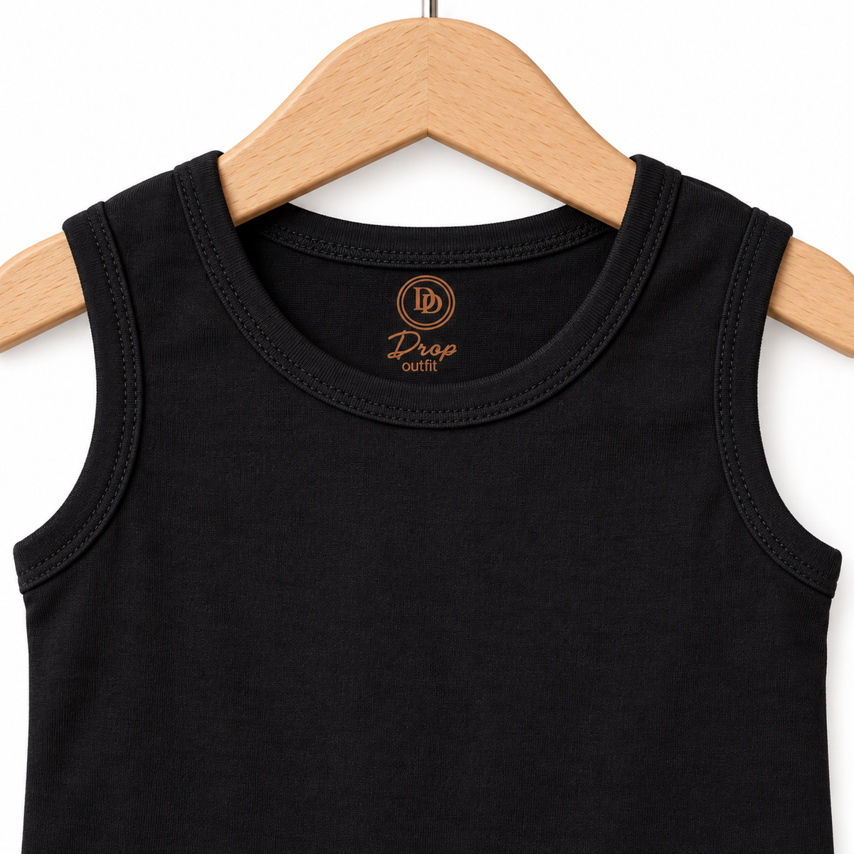 Plain Sleeveless Baby Bodysuit Charcoal Black