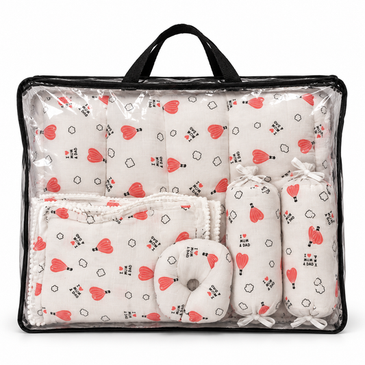 Heart Balloon Muslin Bedding Set  5 Pieces