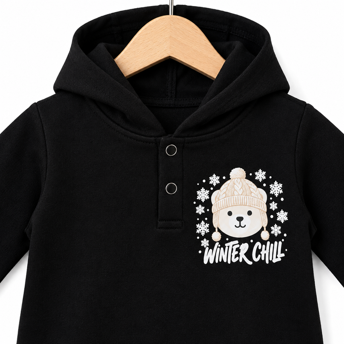 Black Winter Bear Fleece Romper