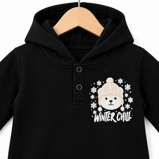 Black Winter Bear Fleece Romper