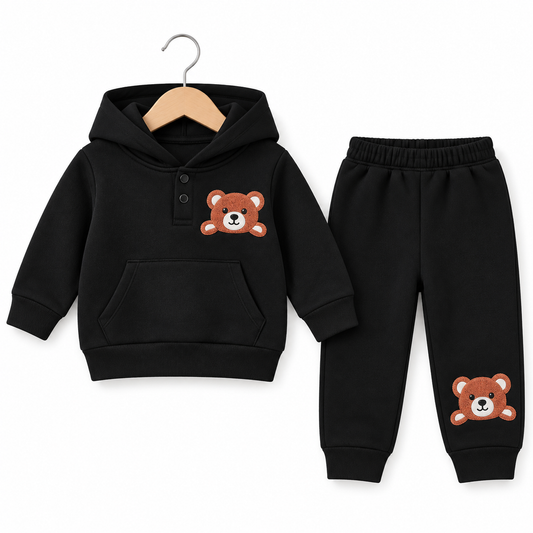 Black Teddy Bear Fleece Set