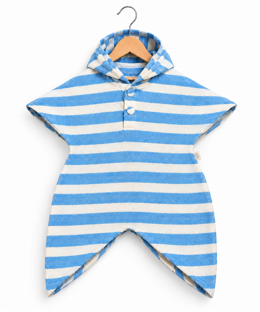 Striped Hooded Poncho Romper