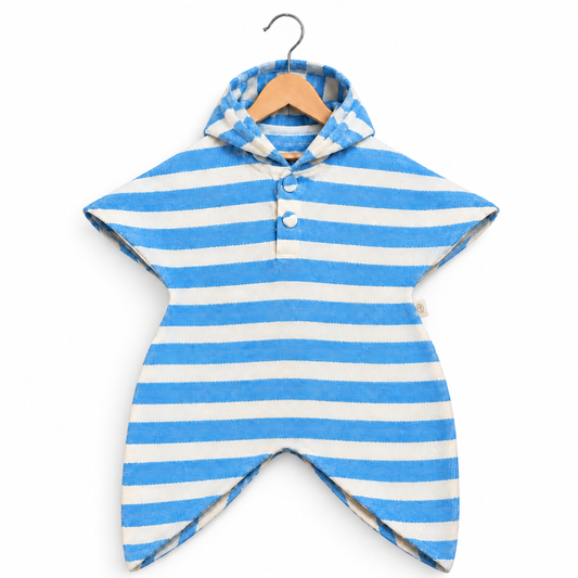 Striped Hooded Poncho Romper