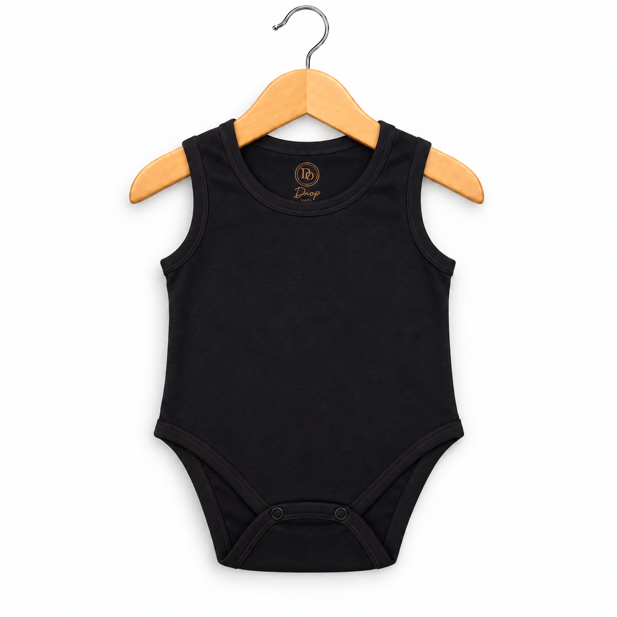 Plain Sleeveless Baby Bodysuit  Charcoal Black
