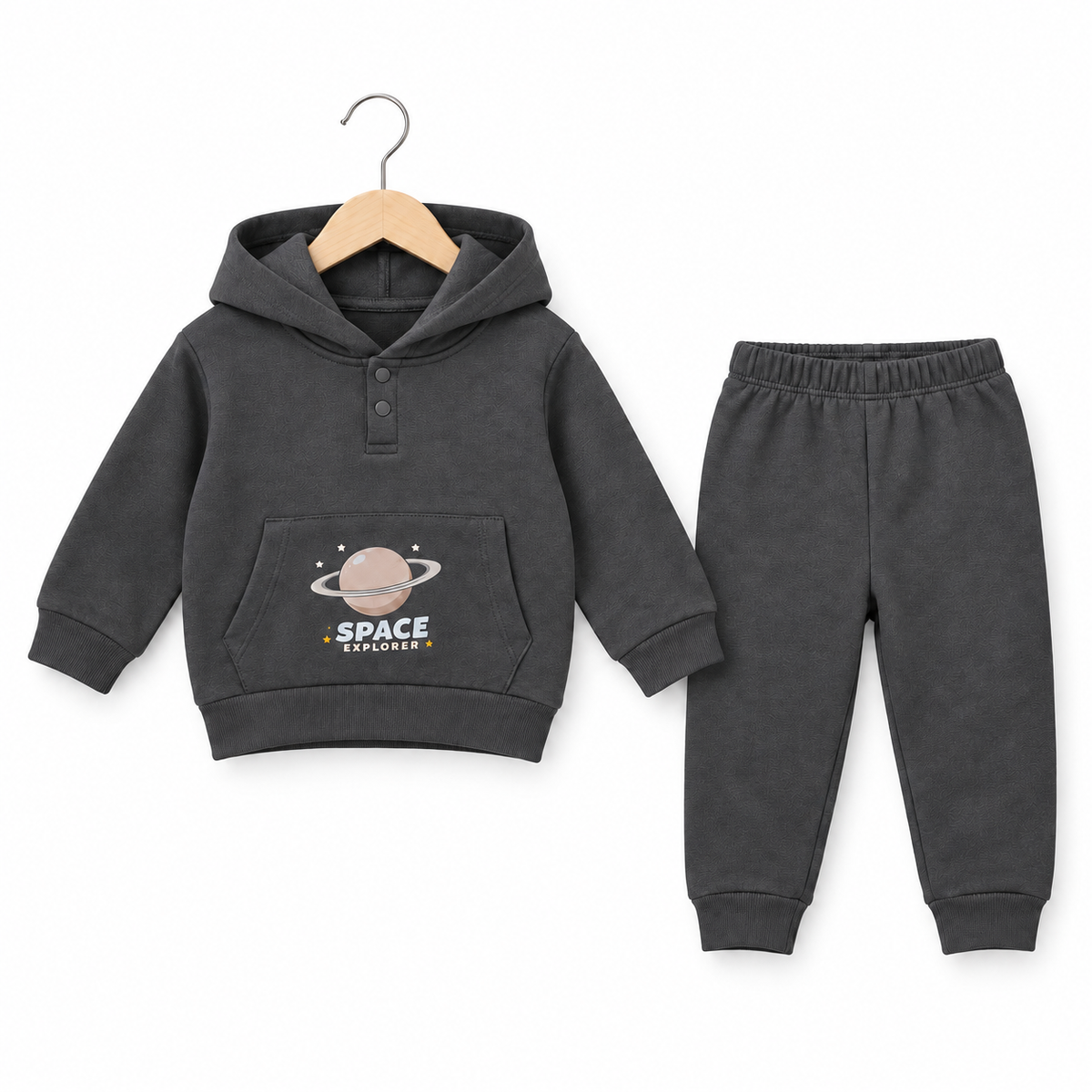 Charcoal Space Explorer Fleece Set
