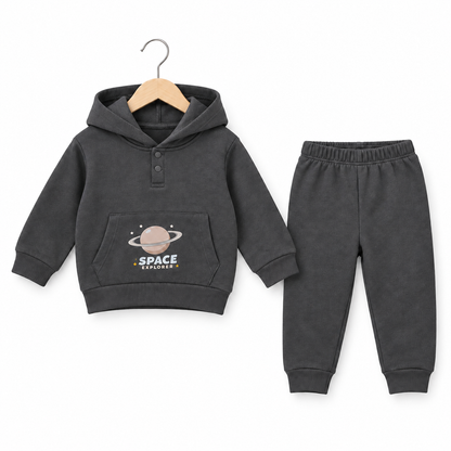 Charcoal Space Explorer Fleece Set