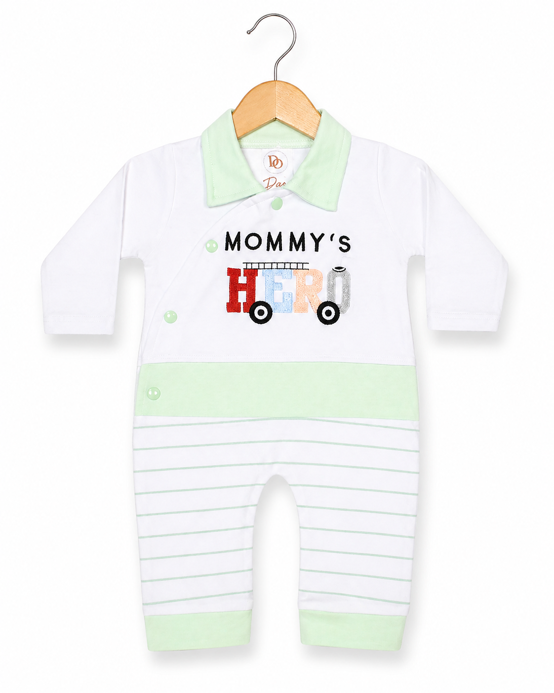 Mommy’s Hero  Romper – White & Mint Green