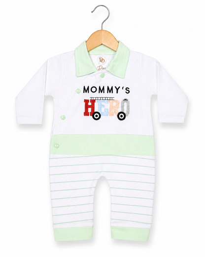 Mommy’s Hero  Romper – White & Mint Green