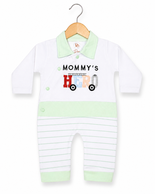 Mommy’s Hero  Romper – White & Mint Green