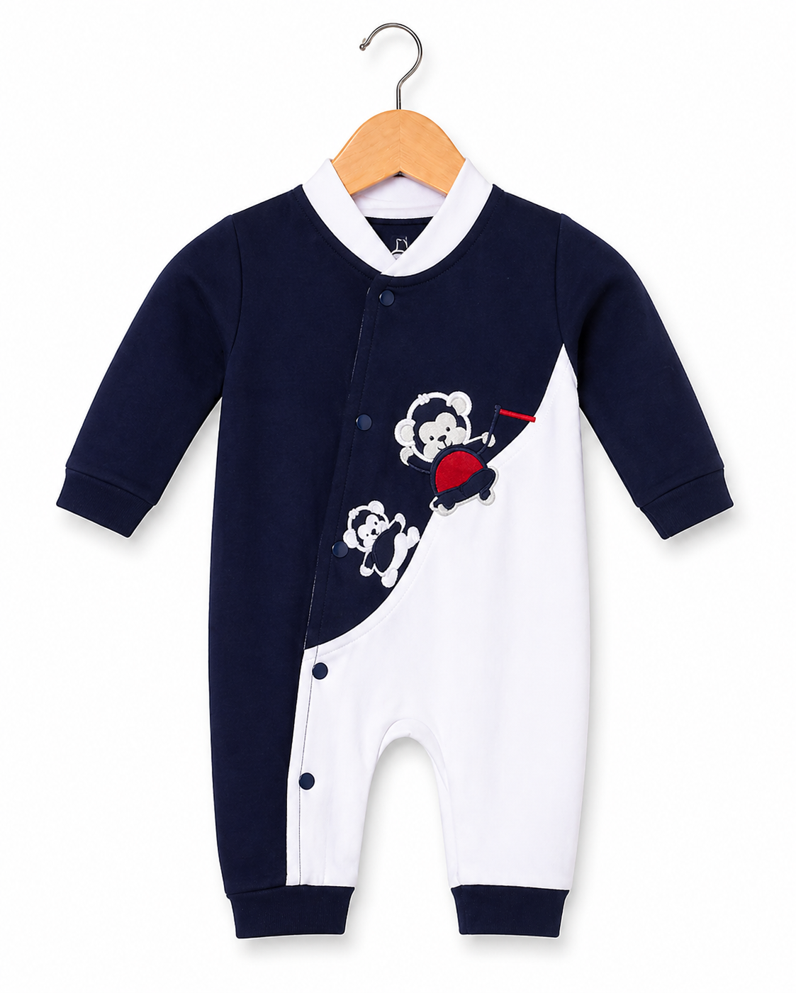 Little Monkey Romper – Navy Blue & White