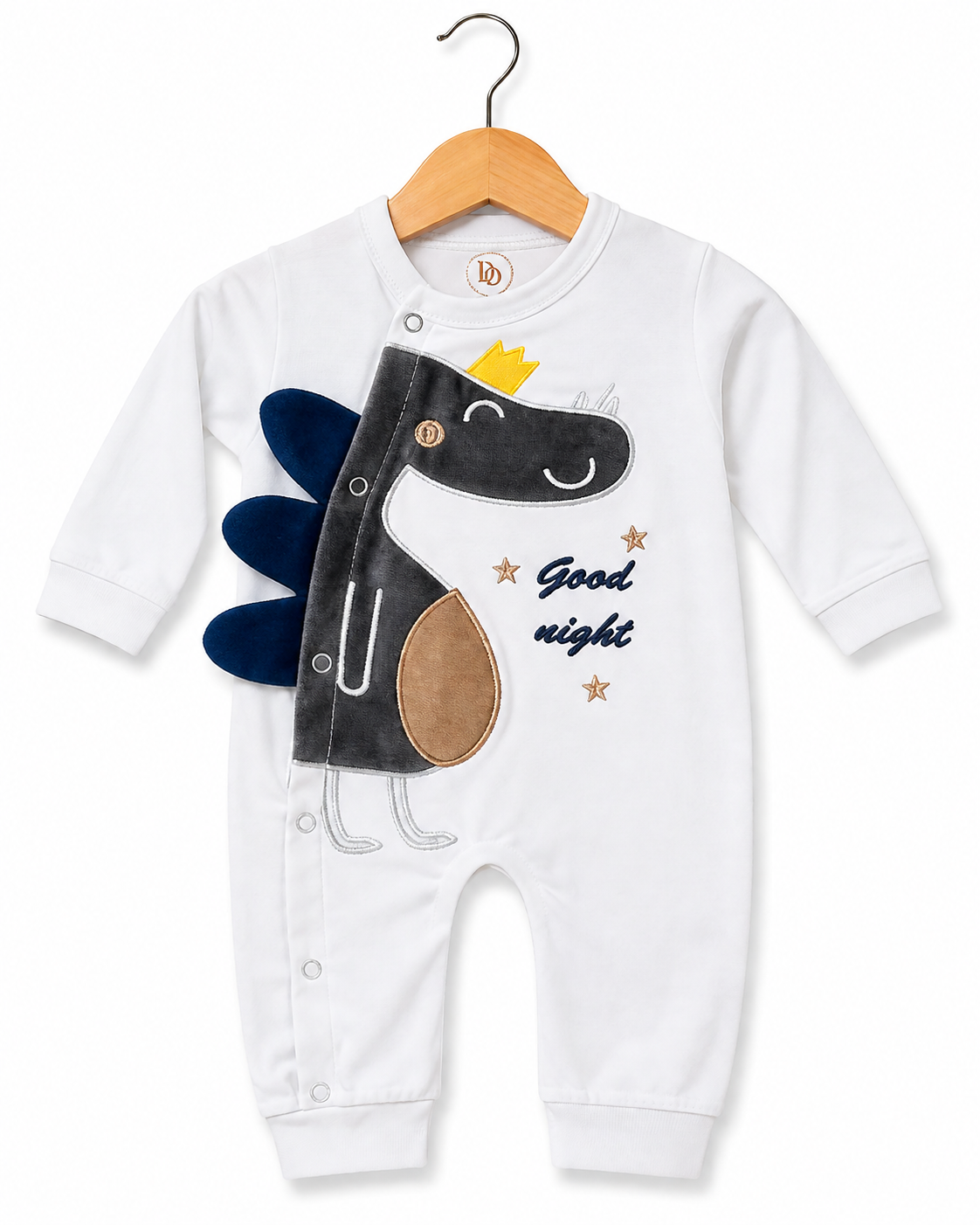 Dino Charm Romper  – White & Navy Blue