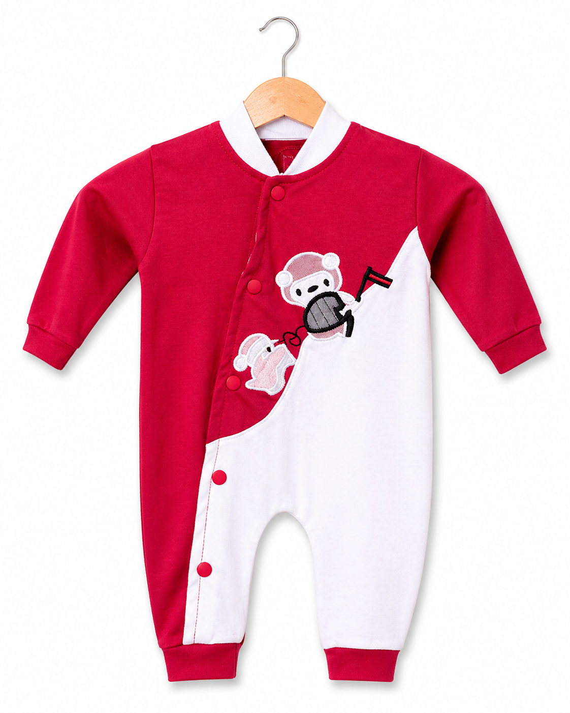 Playful Duo Romper – Red & White