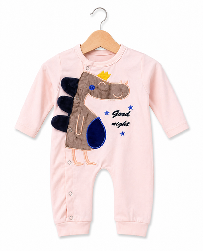 Dino Charm Romper  – Blush Pink & Blue