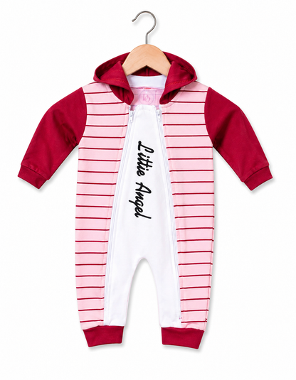Little Angel Hooded Baby Romper (White & Red)
