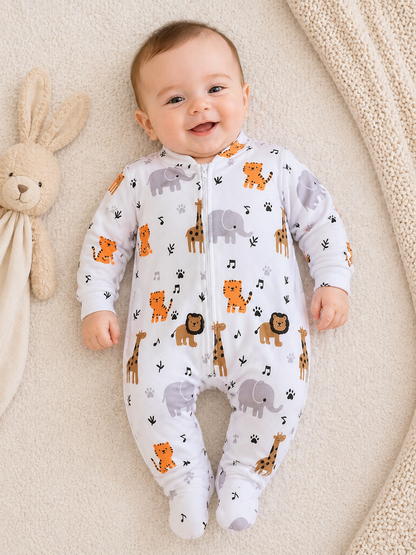 Little Safari Romper – Multi White Print