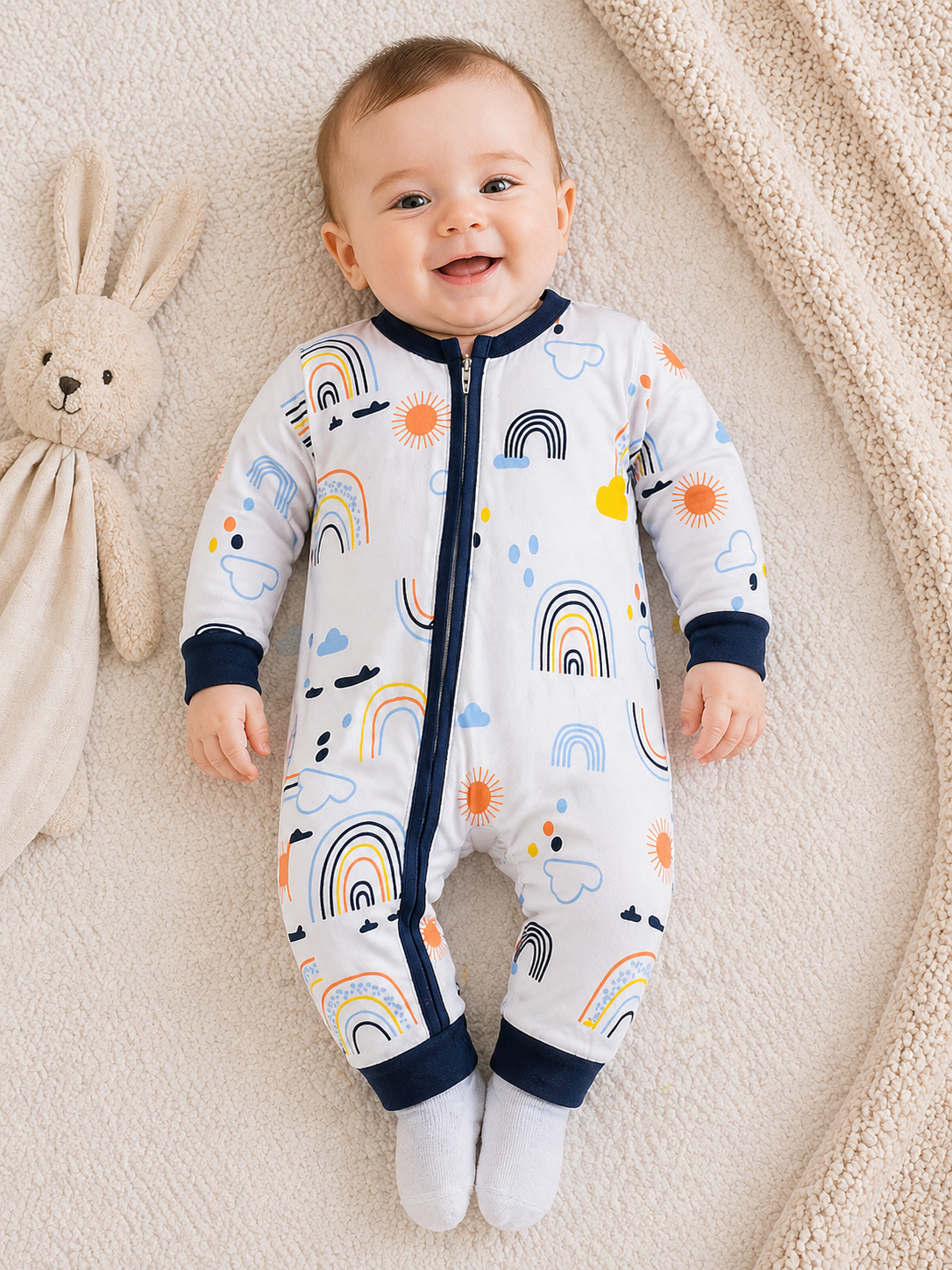 Rainbow Day Romper – White & Black