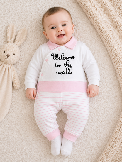 Baby Welcome Suit – White Rose Pink