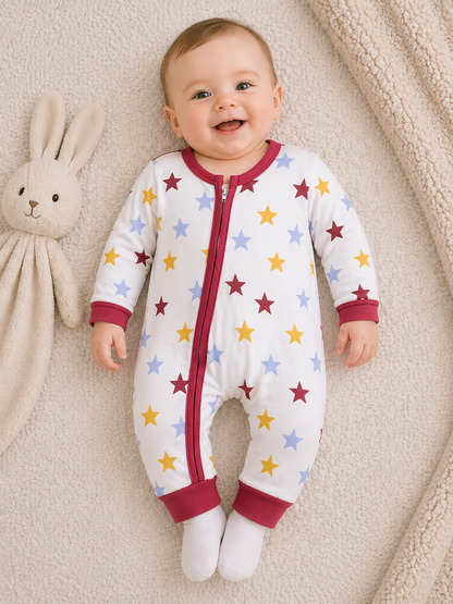 Stellar Star Luxe Romper – White, Red & Multicolor