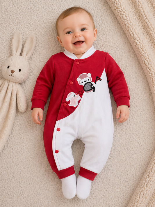 Playful Duo Romper – Red & White