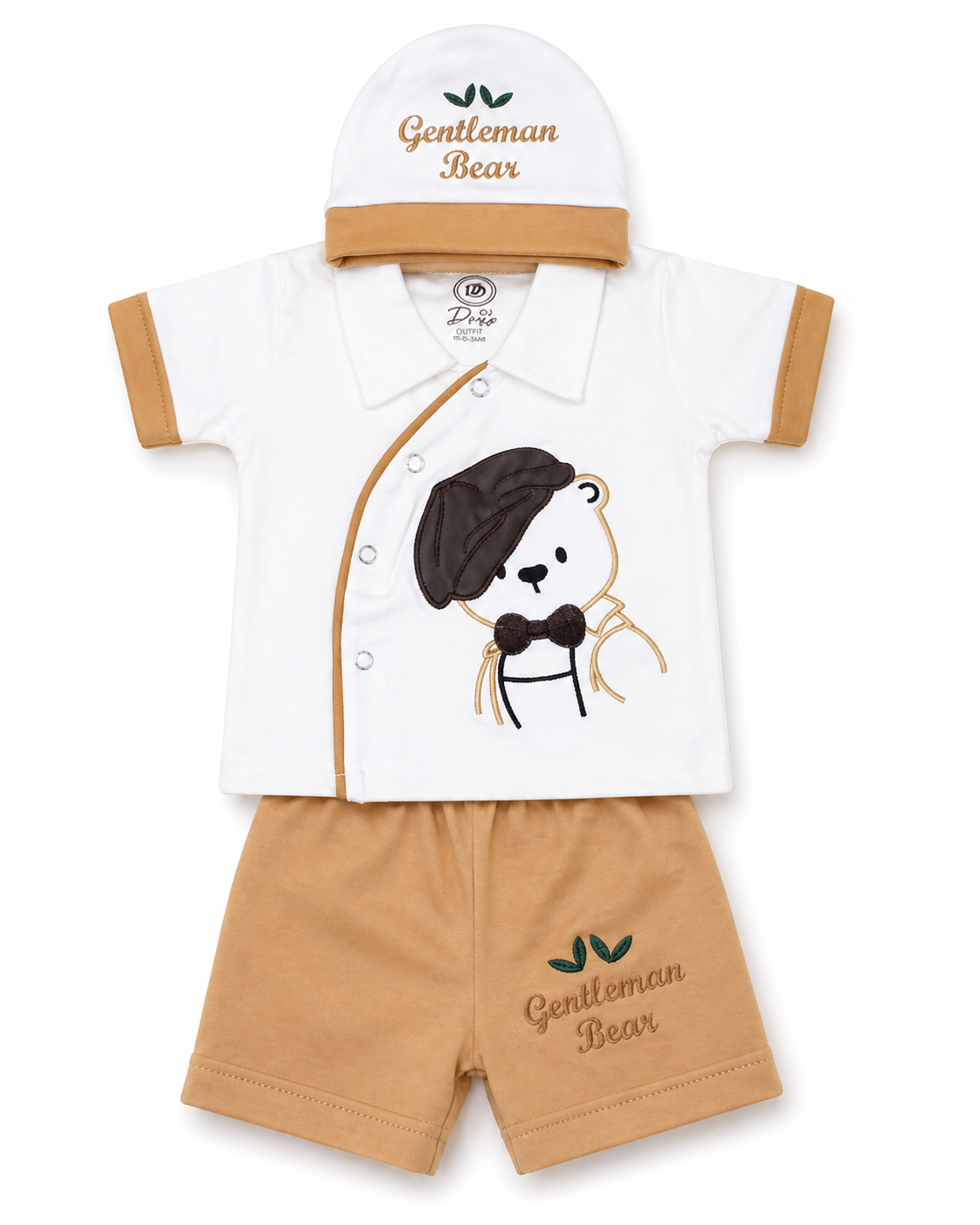 Gentleman Bear Set-White & Honey Tan