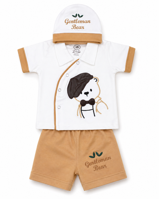 Gentleman Bear Set-White & Honey Tan