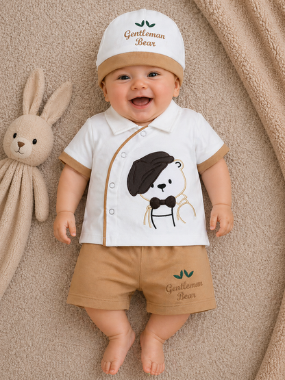 Gentleman Bear Set-White & Honey Tan