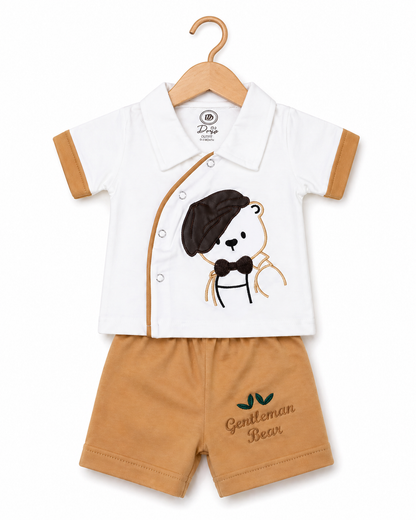 Gentleman Bear Set-White & Honey Tan