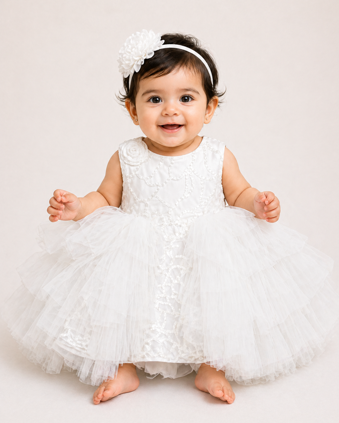 Infant Girls Net Fancy Frock Glow new design