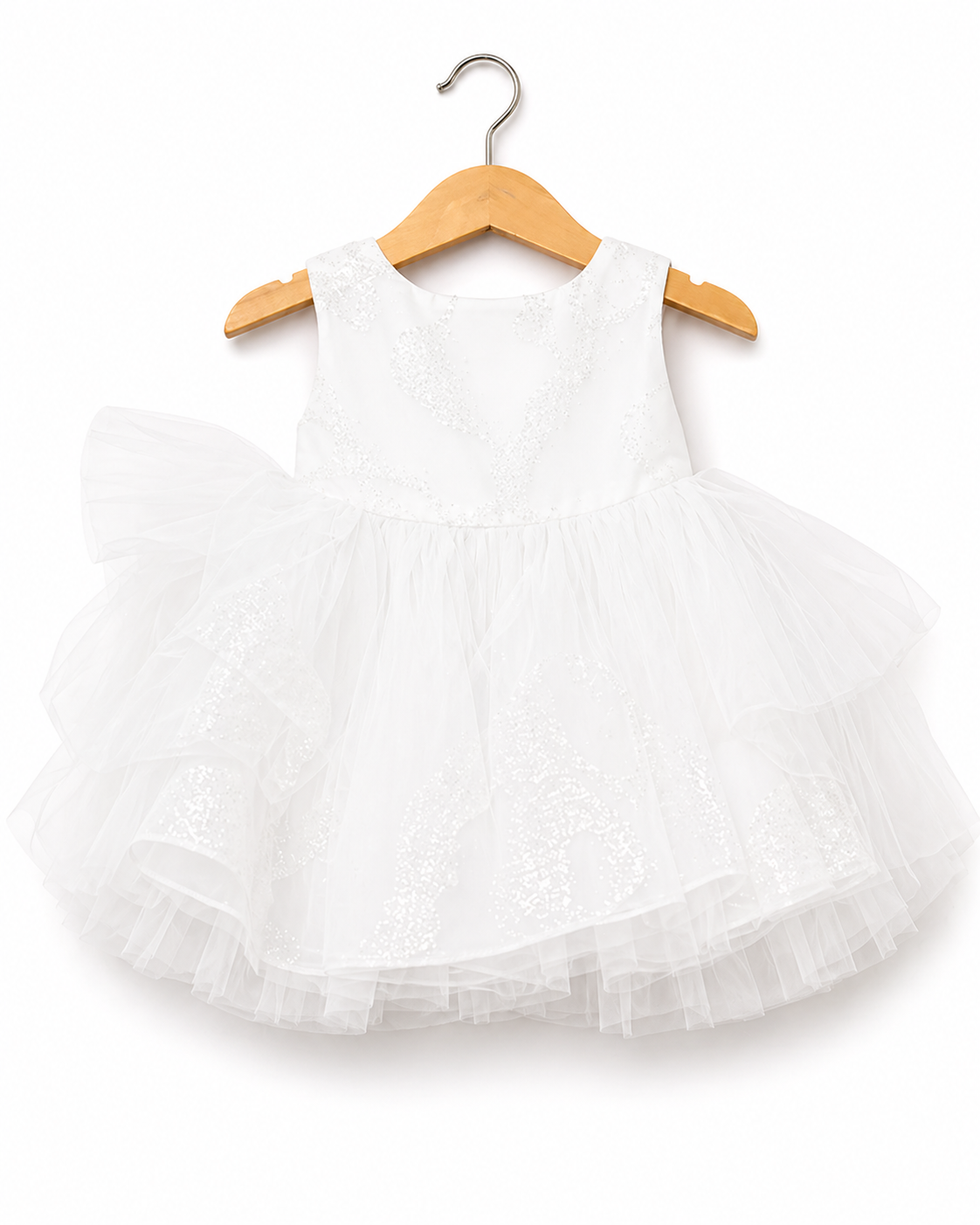 Infant Girls Net Fancy Frock -White