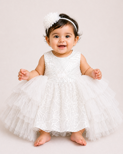 Infant Girls Net Fancy Frock Glow
