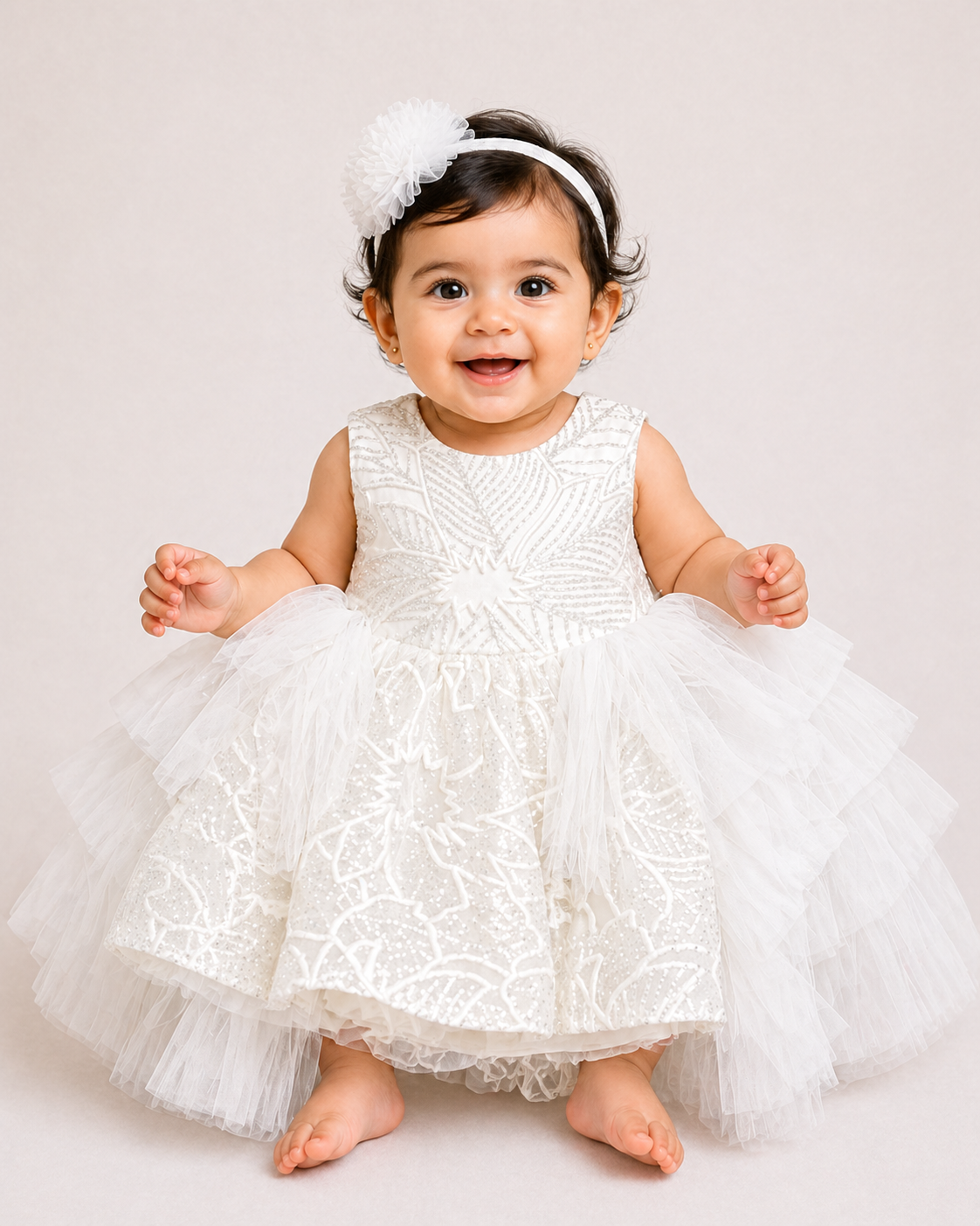 Infant Girls Net Fancy Frock Glow