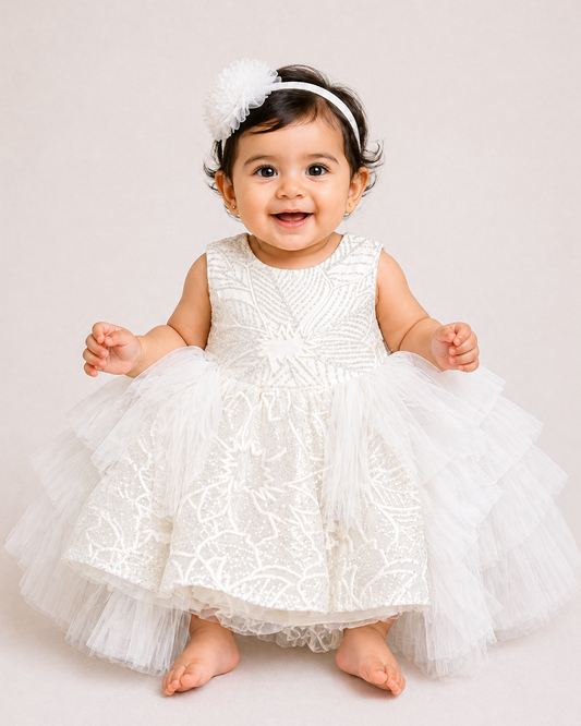 Infant Girls Net Fancy Frock Glow