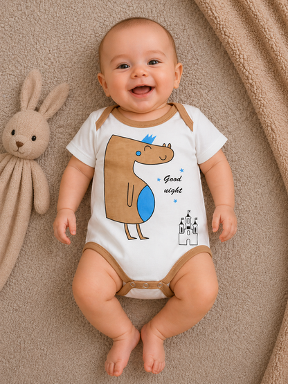 Mini Bear Bodysuit – Ivory & Caramel
